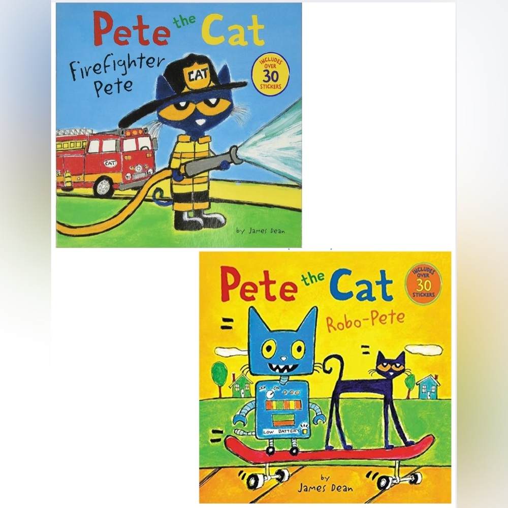 Pete the Cat Paperback Book Bundle – Firefighter Pete & Robo-Pete